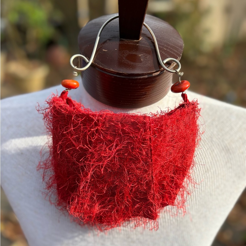 Small Red Fuzzy handbag clutch